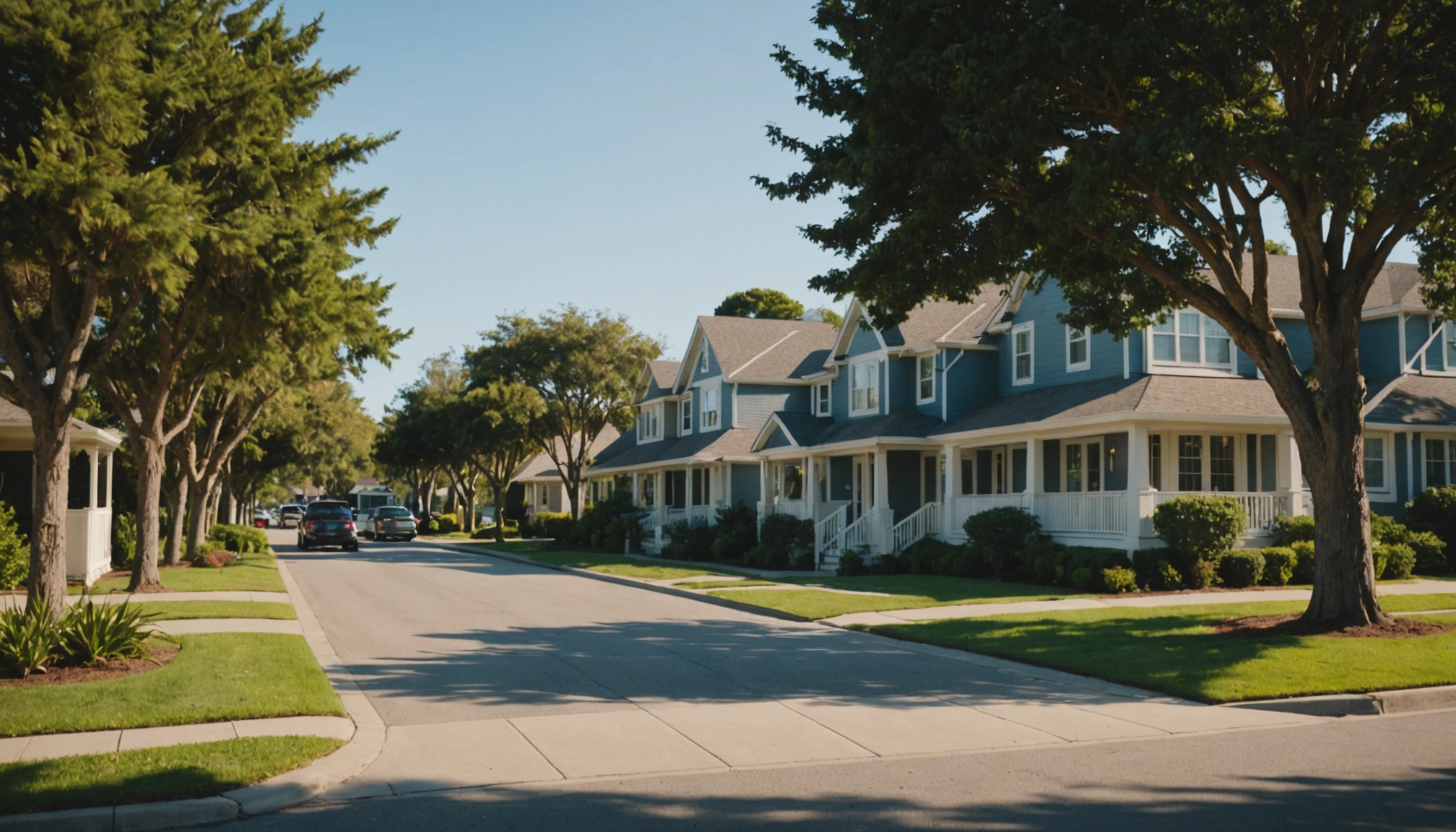 Osprey residential street with coastal style homes and shaded trees