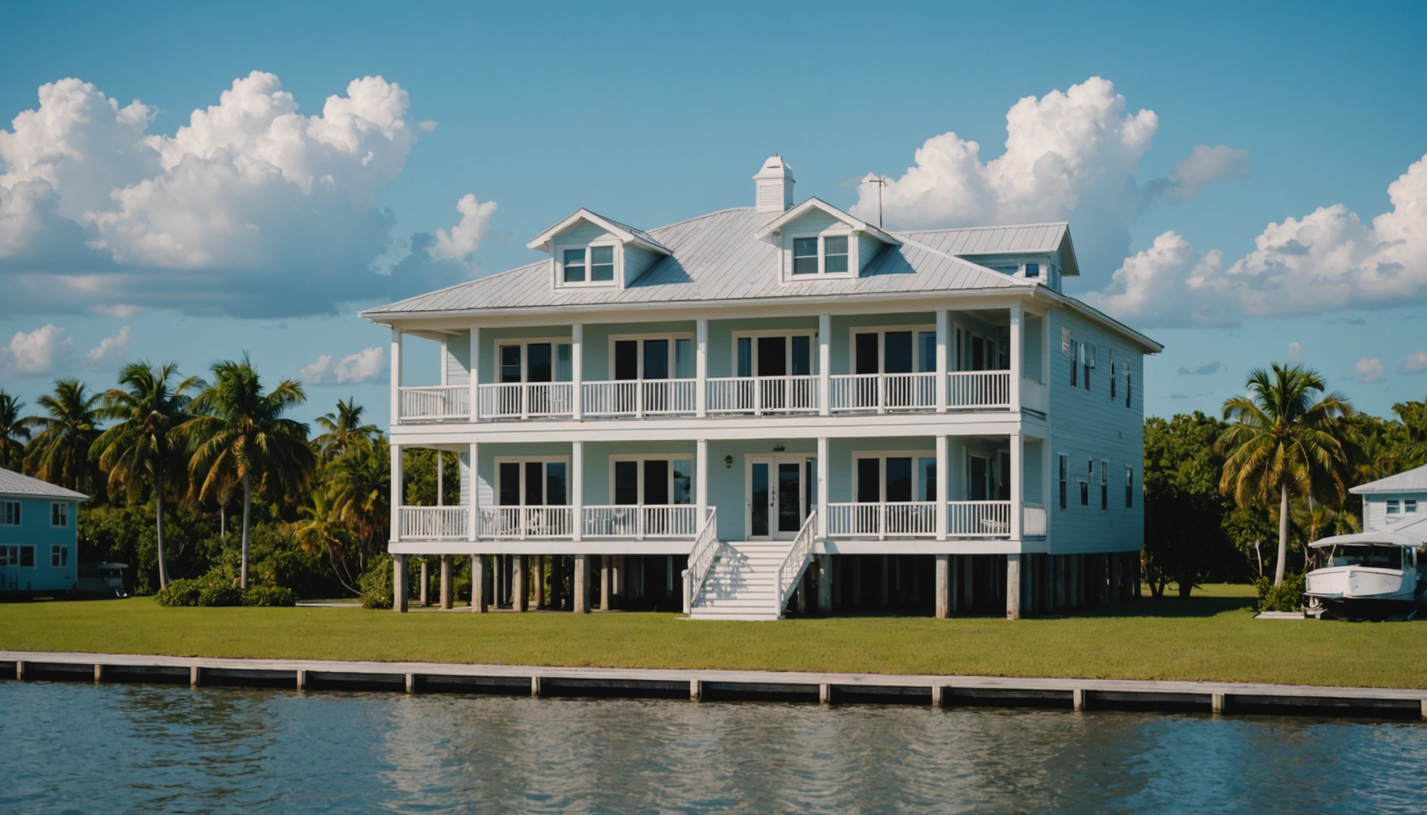 Waterfront home in Placida with sturdy exterior and storm-ready windows