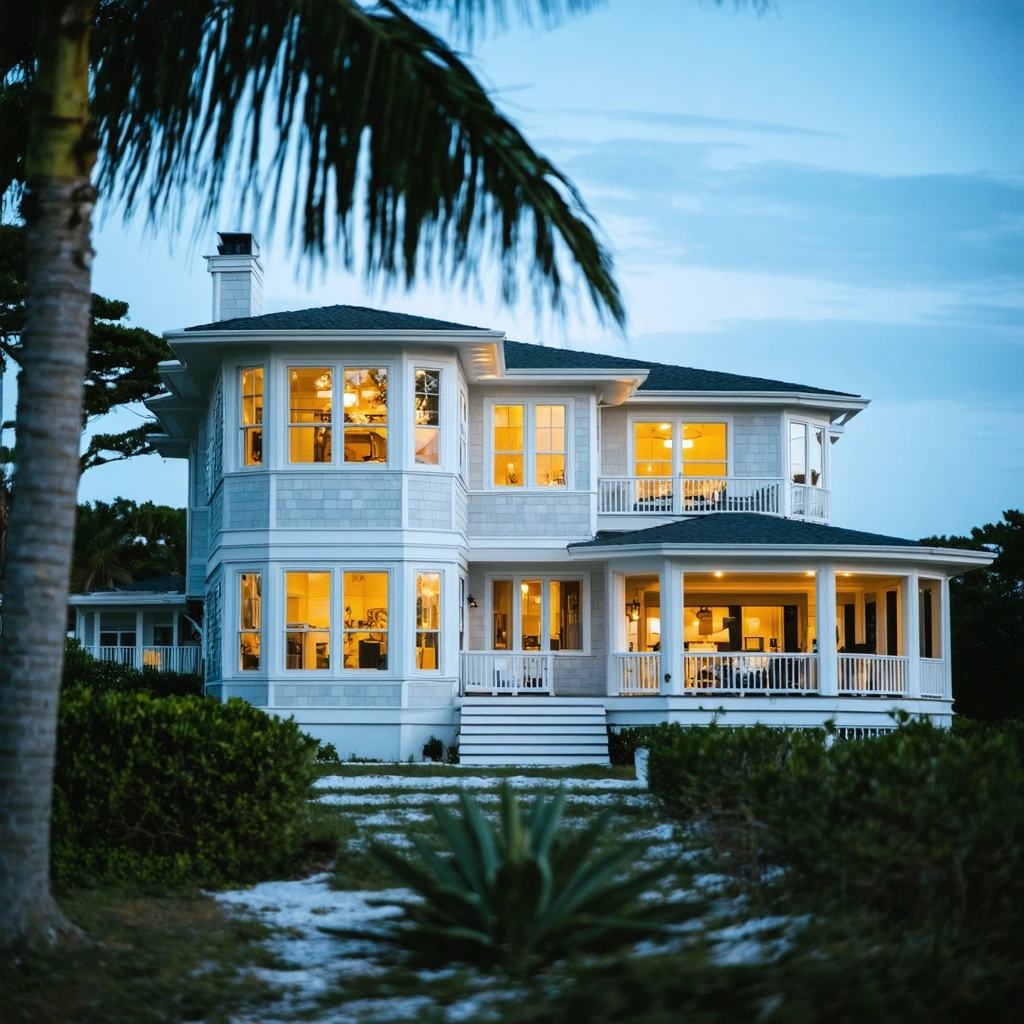 Modern Nokomis coastal home with light exterior finishes