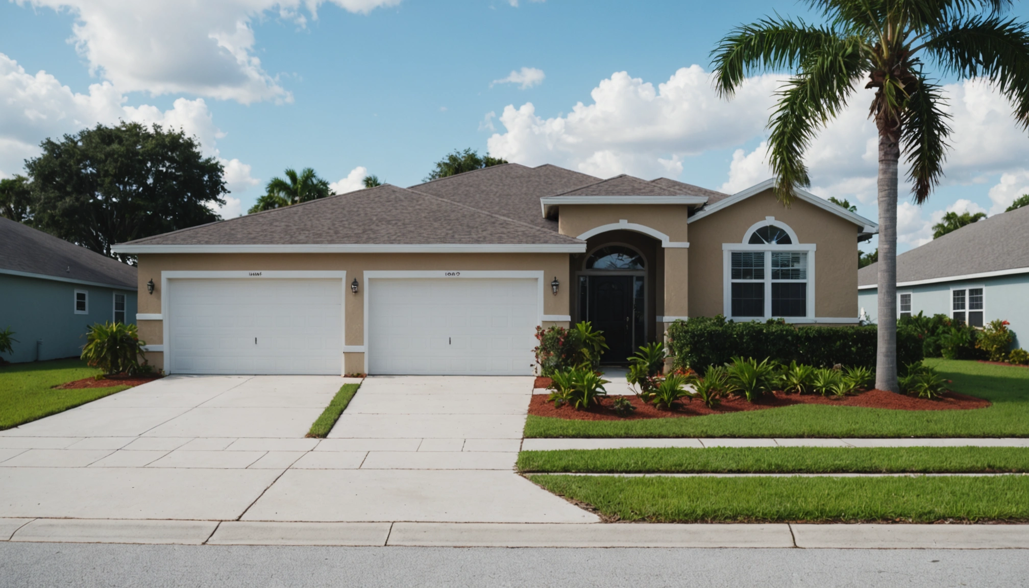 Modern North Port neighborhood with clean driveways in bright daylight