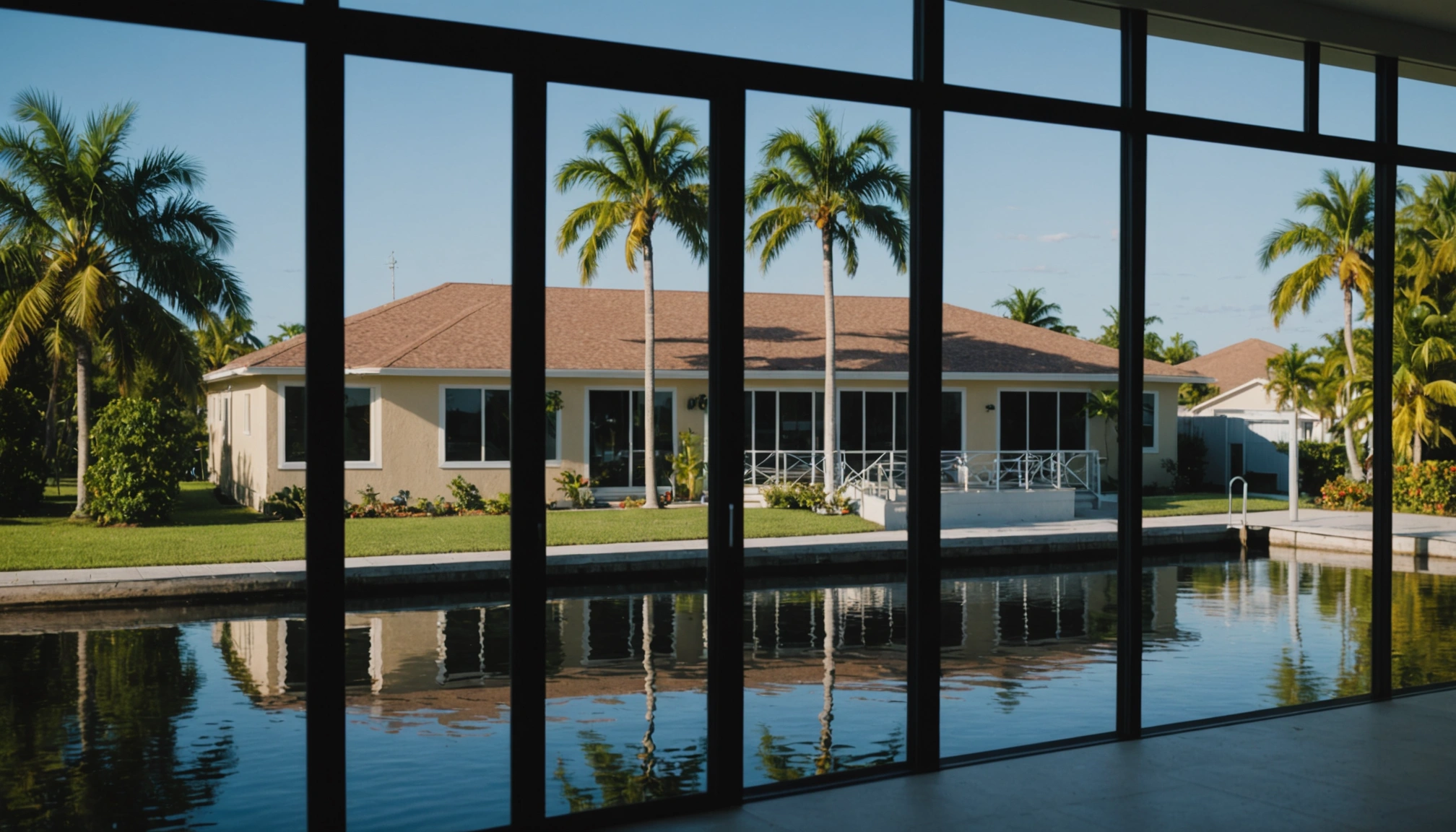 Modern Cape Coral canal front home with large windows
