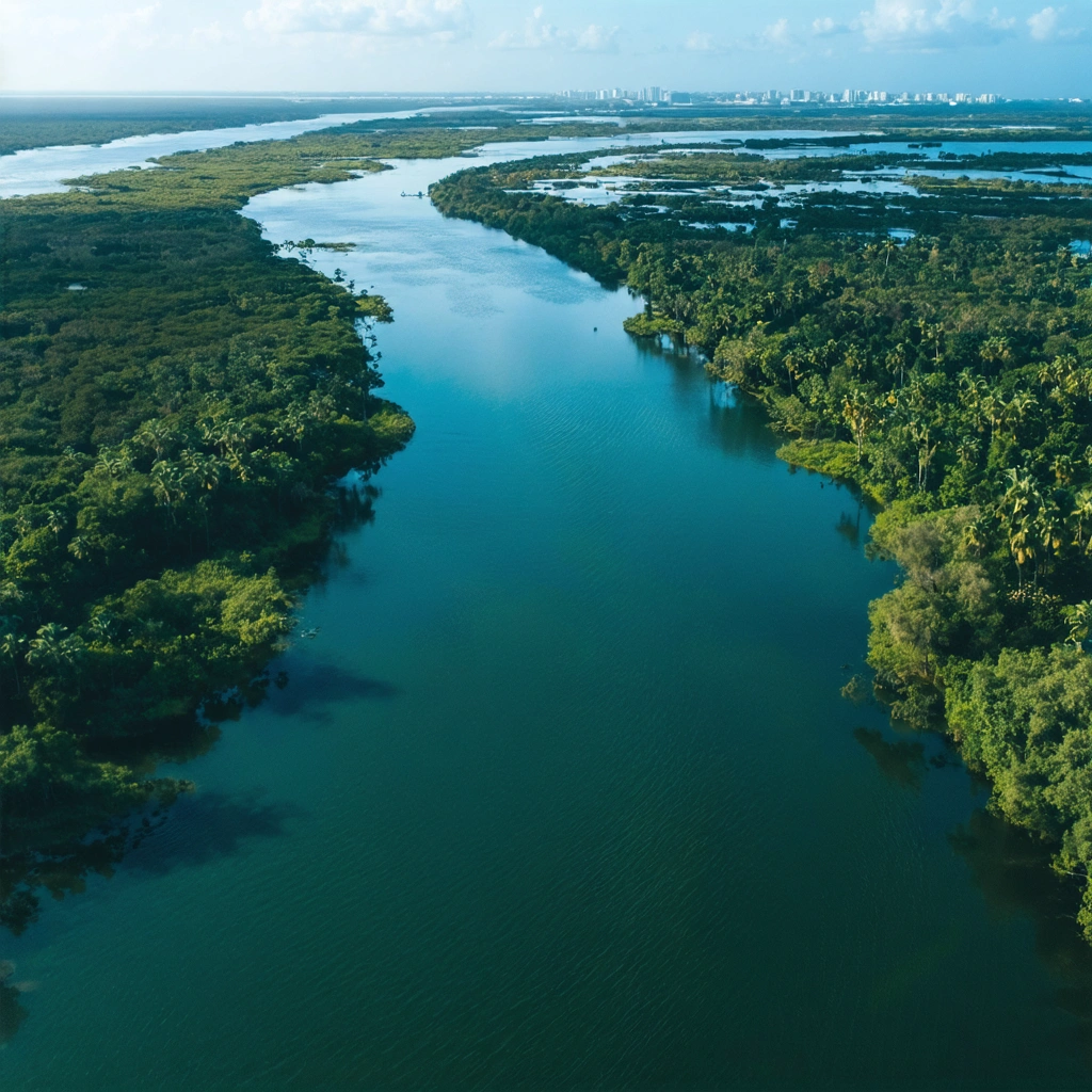 Overhead shot of the Imperial River in Bonita Springs, Florida