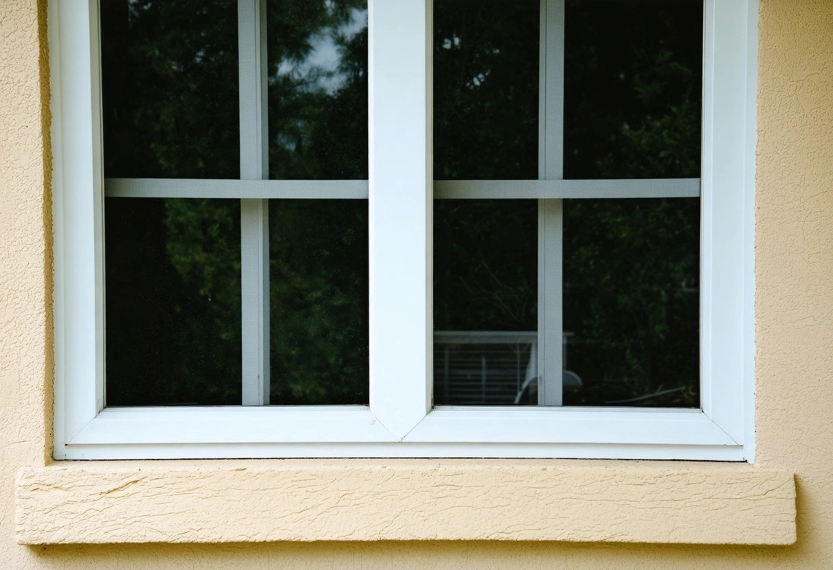 Close-up of perfectly aligned window in stylish Florida home