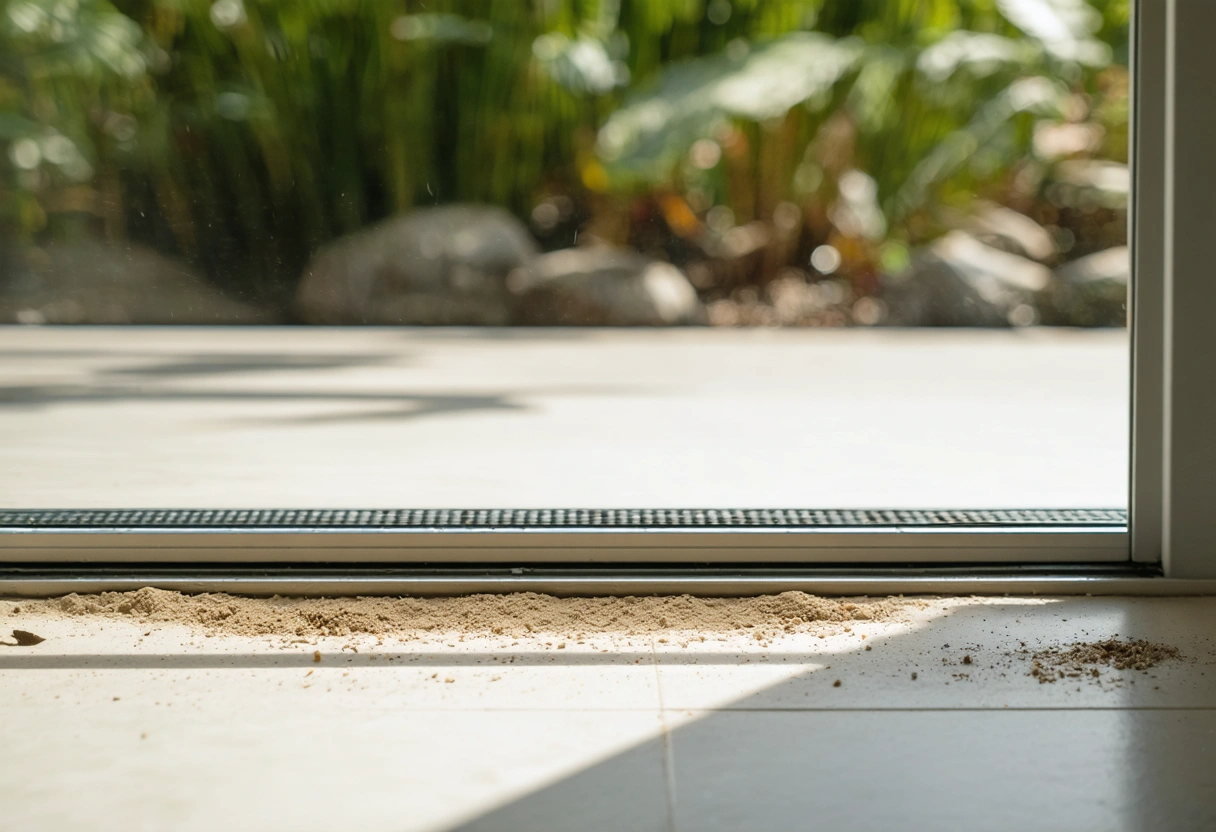 Secure handle and lock aligned on sliding glass door
