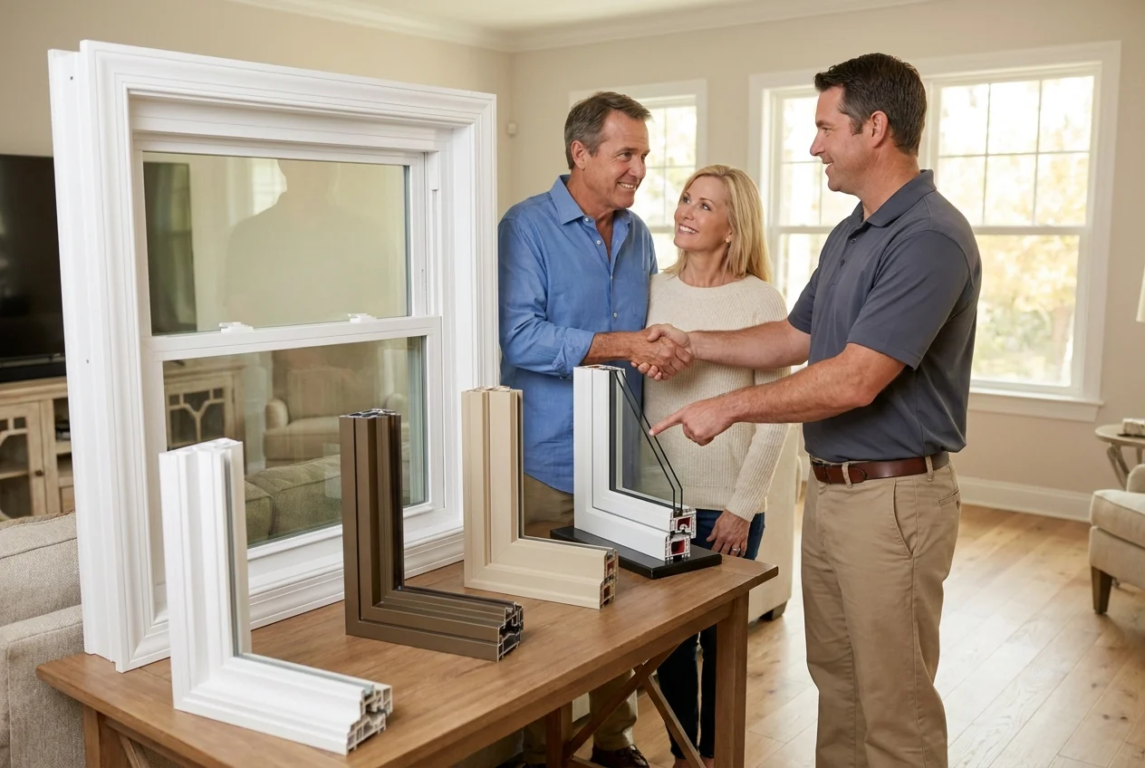 Vinyl window frame installed on a sunlit Florida home
