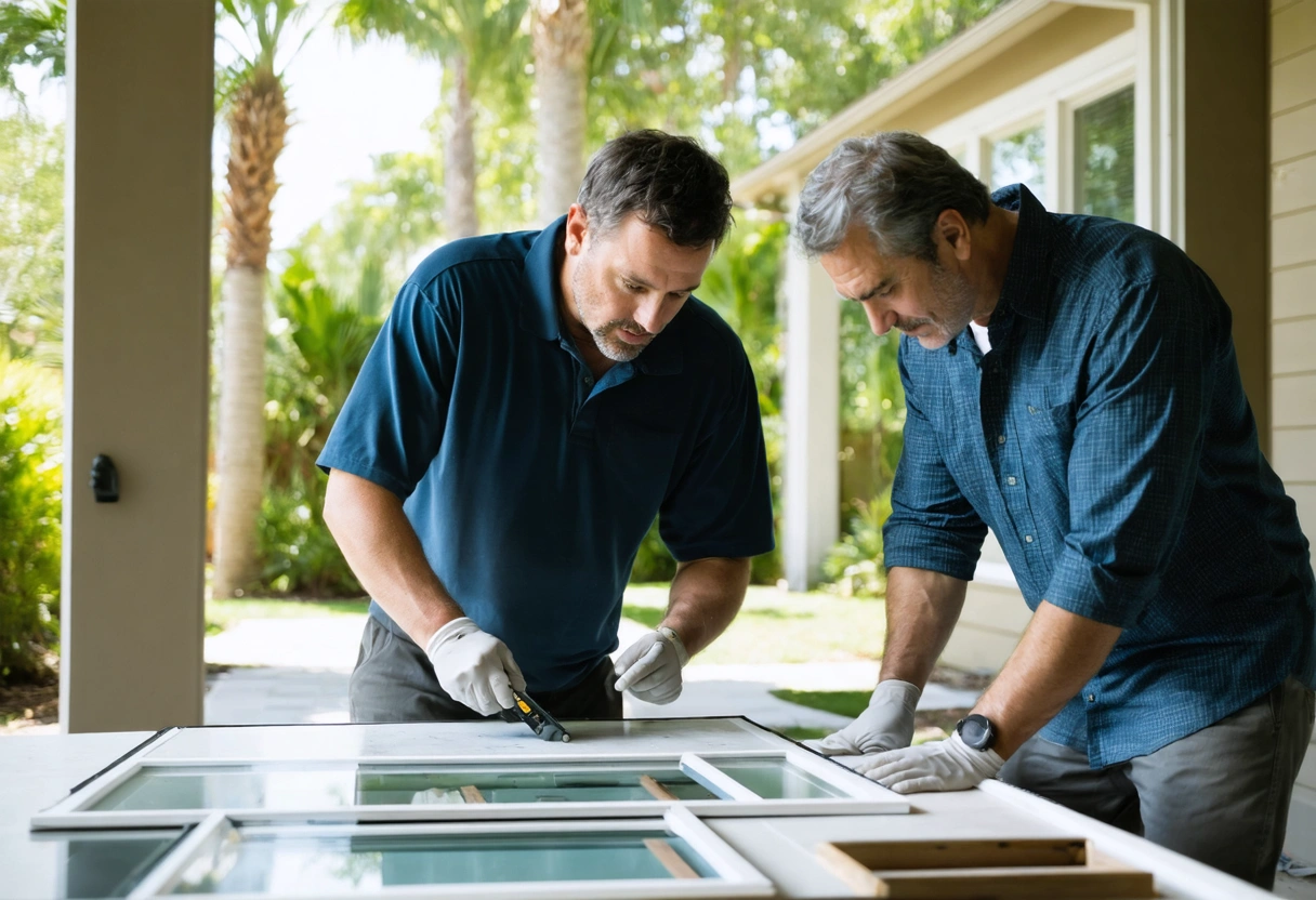 Aluminum window frame exposed to bright sun and coastal humidity